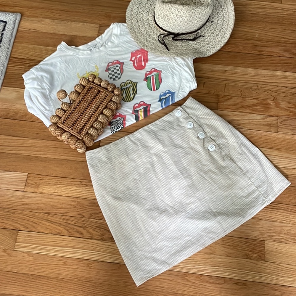 Urban outfitters yellow and white side buttons Gingham skirt